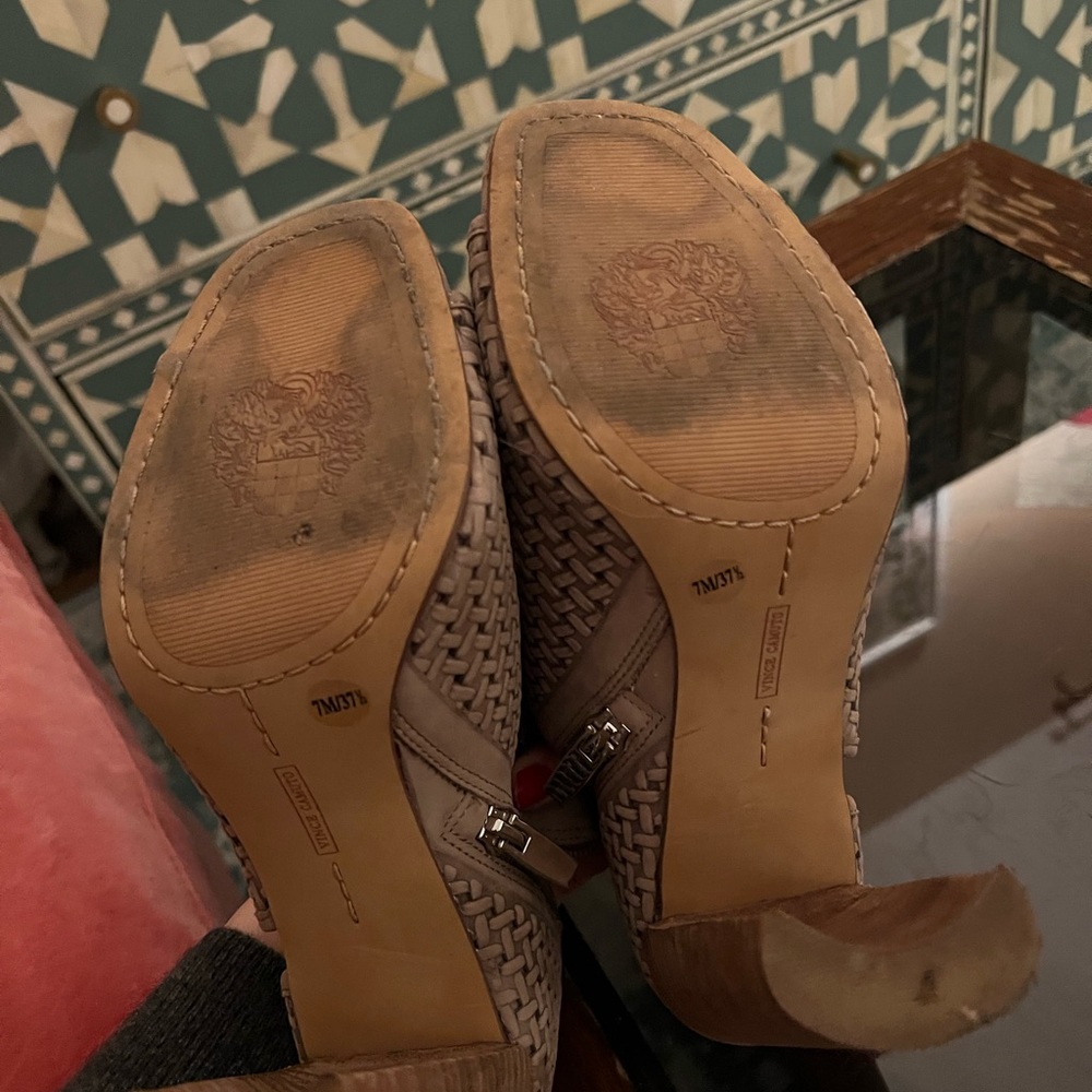 Tan Suede Booties With Open Toed - image 4